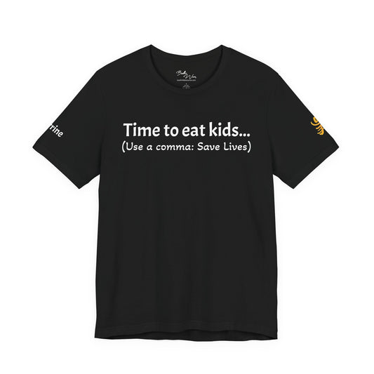 Time to eat kids Cotton Black T-Shirt